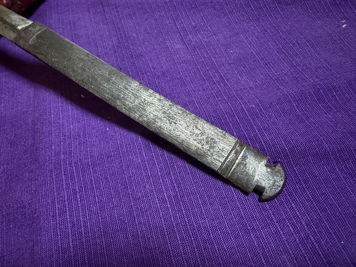 珍品 時代物 槍石突意匠 共小柄小刀 鎬造（日本刀装具脇差短刀笄貫級刀