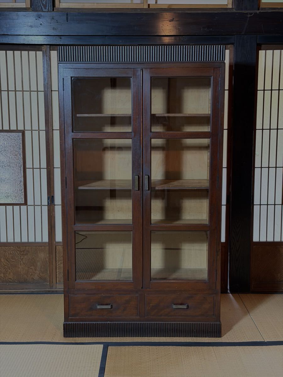 昭和レトロ 木ネジ留め 5段本棚 古い木味 本箱 古家具 食器
