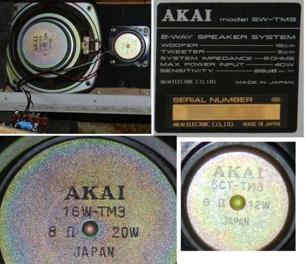 ○ロクハン名機 AKAI SW-TM3 16cm2ウェイ8Ω40W 密閉型/日本製○(一般
