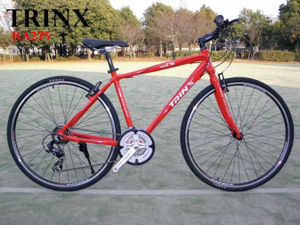 限定￥1円】TRINXクロスバイク700cアルミフレーム21段RA275赤(Mサイズ 