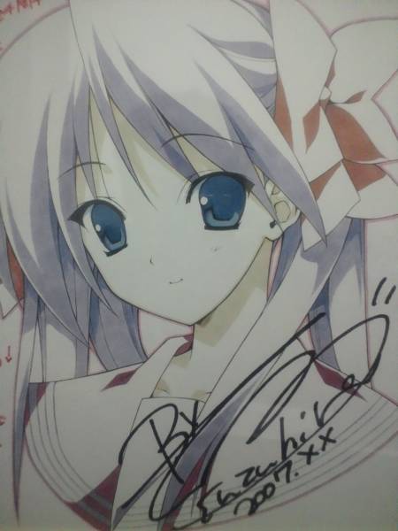 らき☆すた］鈴平ひろ直筆イラストサイン色紙 抽プレ(サイン、直筆画