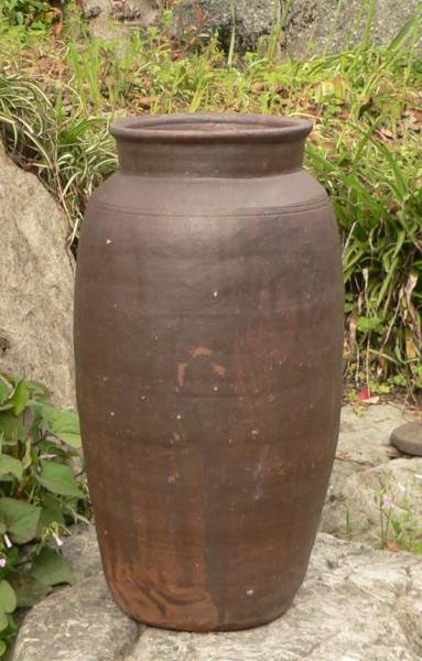 古い唐津焼の甕 50cm 水瓶 睡蓮鉢 水甕 メダカ 傘立て 古い唐津焼の甕 51cm*** 傘立て メダカ ビオトープ(花器、壷