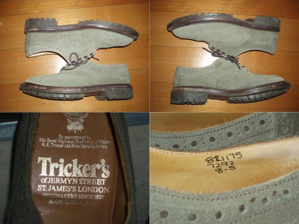 Tricker'sトリッカーズスエード8ハーフローカットグリーン