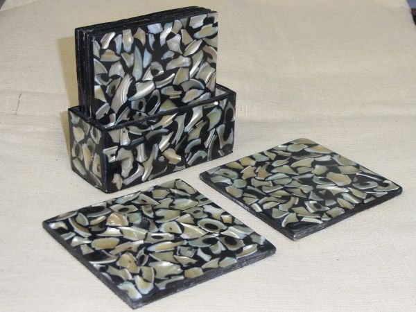 激安１円スタート　シェルコースターケース付き（6枚）ブラック_1