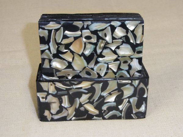 激安１円スタート　シェルコースターケース付き（6枚）ブラック_2