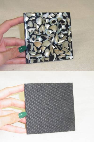 激安１円スタート　シェルコースターケース付き（6枚）ブラック_3