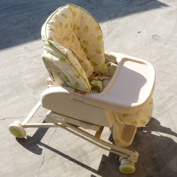 美品 アップリカ ハイローベッド＆チェア 青りんご 中古 0221-3(ベビー  