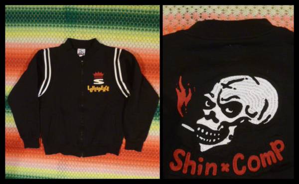 スカル柄　刺繍　スウェット　チェーンステッチ　ジャケット