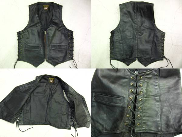 バンソンVZLサイドレースレザーベスト革ベスト40(ショットカドヤ  