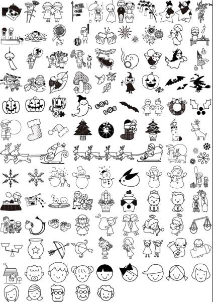 100円 著作権フリー300種 線画イラスト データ販売 画像データ 売買されたオークション情報 Yahooの商品情報をアーカイブ公開 オークファン Aucfan Com