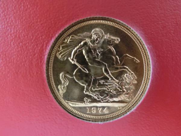 エリザベス2世ソブリン 日本訪問記念 ☆ソブリン金貨 1974年 エリザベス女王訪日記念 ♪ケース付(ヨーロッパ