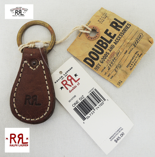 新品RRL*MADE IN USA製ビンテージUSED加工レザーキーホルダー(男性用
