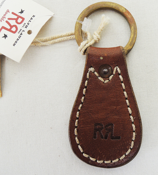 新品RRL*MADE IN USA製ビンテージUSED加工レザーキーホルダー(男性用