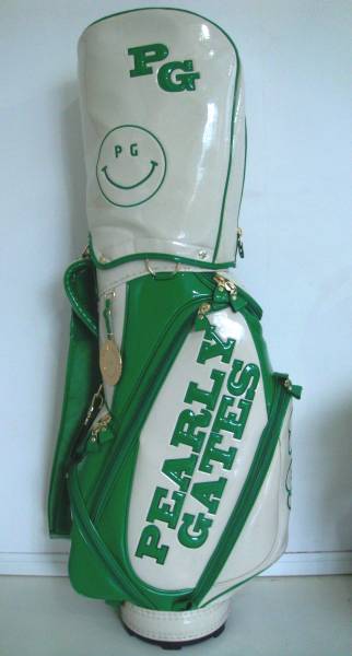 美品PEARLYGATESパーリーゲイツ★エナメルキャディバッグ白×緑