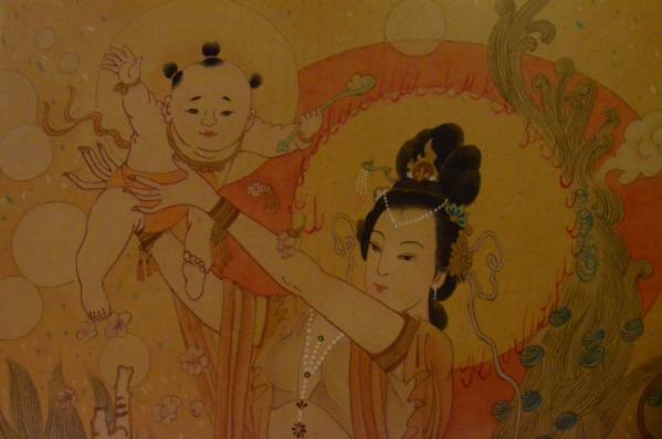 ☆中国絵画☆三点まとめて☆水彩☆紙本☆天女と童子他