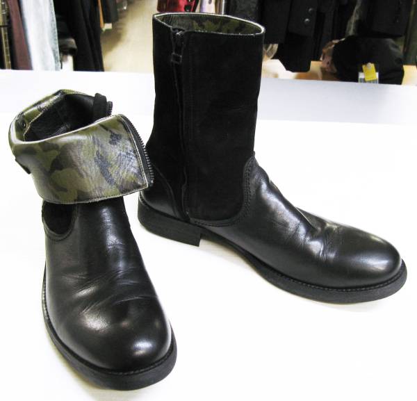 お買い得，低価 ヨウジ Yohji：2014-15AW 迷彩裏地 2WAY レザー ブーツ / シューズ Yohji Yamamoto pour HOMME 2WAY Leather boots 27 shoes(男性用)｜売買されたオークション情報、yahooの商品情報をアーカイブ公開 - オークファン 男性用