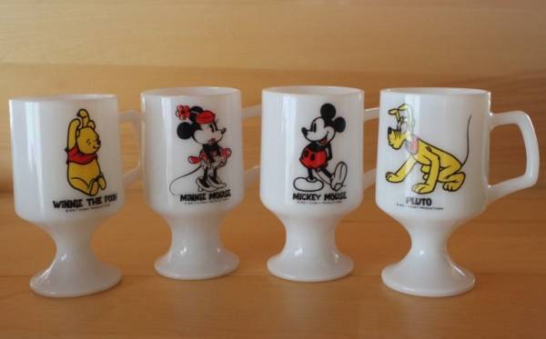 美品4個 フェデラル ディズニー フッテッドマグ ミッキー ミニー