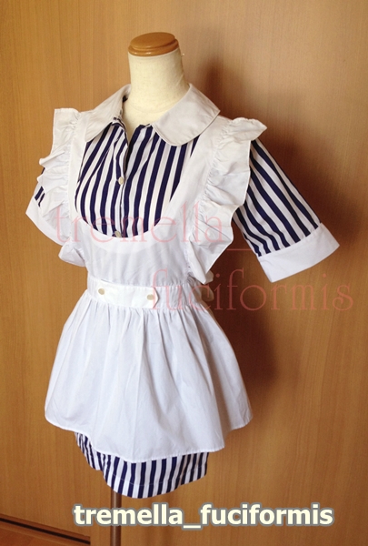 １円スタート　コスプレ衣装 ☆ ストライプメイド ★ Ｓ～Ｍ_1