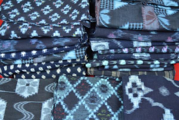 ★大量木綿着物19点まとめ売り！■絣/格子/藍/リメイク材料-2245