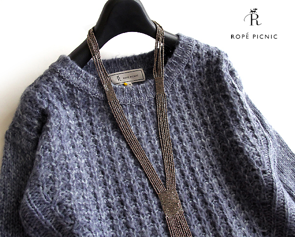 ロペピクニックROPE■編み柄切替えフェミニンニットBL38