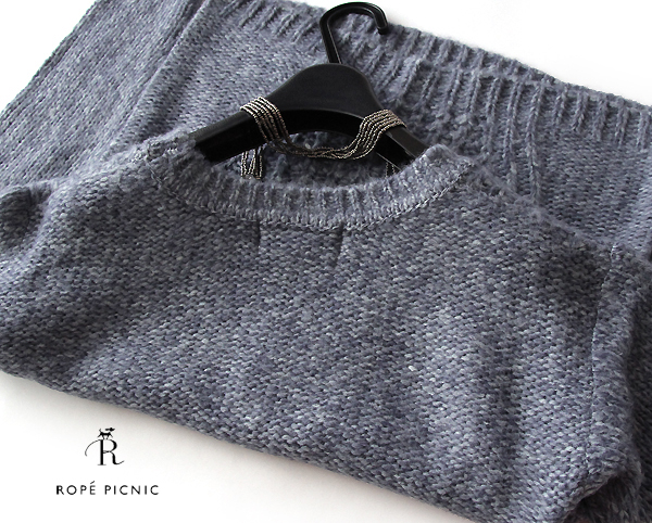 ロペピクニックROPE■編み柄切替えフェミニンニットBL38