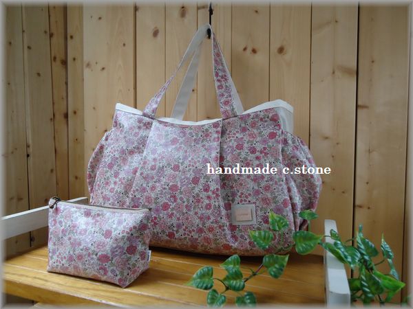 ハンドメイド　ポーチ付　ＹＵＷＡ　マザーズバッグ　　ピンク