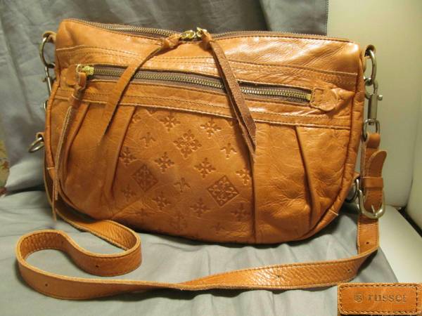 russetラシット レザーモノグラムショルダーバッグ中古美品