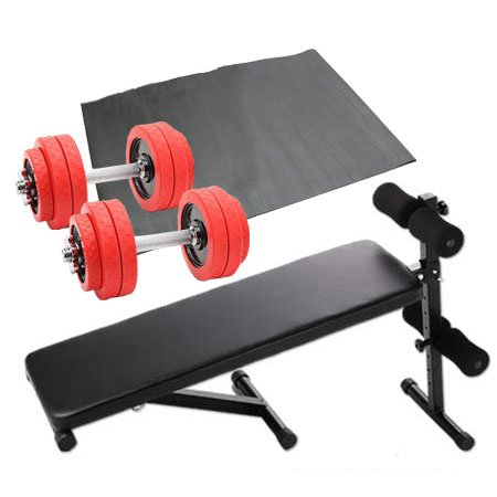 【即決】ダンベル15kg×2 フラットベンチセット 6，900円即決