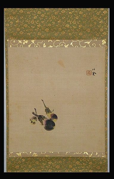 ●竹内栖鳳●保証●茄子図●竹内四郎鑑定箱●二重箱●肉筆●掛軸