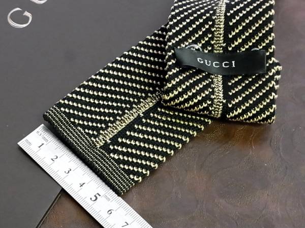 2-0401●良品【GUCCIグッチ】ストライプ・ニットタイ/ネクタイ