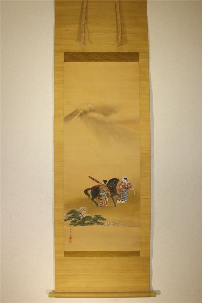 肉筆 浮世絵 宮川長春 美人馬図 合箱 27 d842 □TW□