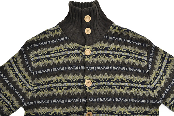 美品2.5万 ウールリッチ 英国フェアアイル柄 上質ニットカーデ/M
