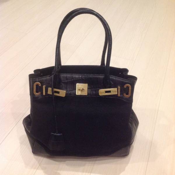 ★ADMJブラック牛革／キャンバス地バッグ★