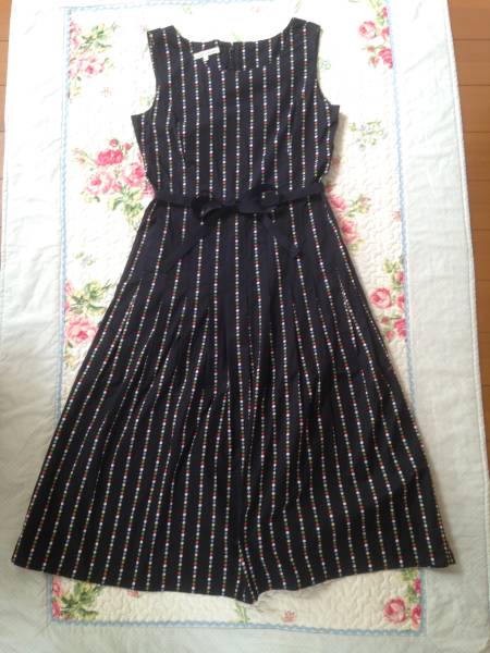 ローラアシュレイ　ワンピース　ドット　紺　１１号