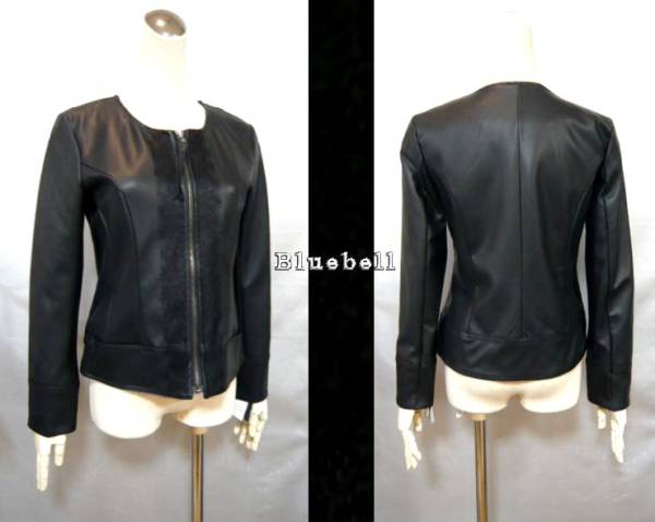新品7～9号★黒★フェイクレザーのジップアップジャケット