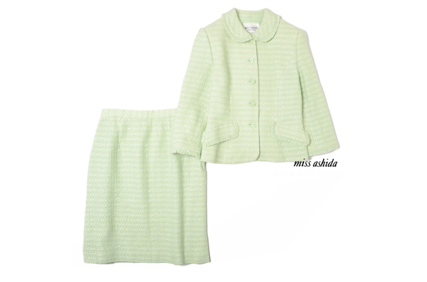 美品★ミスアシダ★綺麗色！デザイン織りセットアップU481