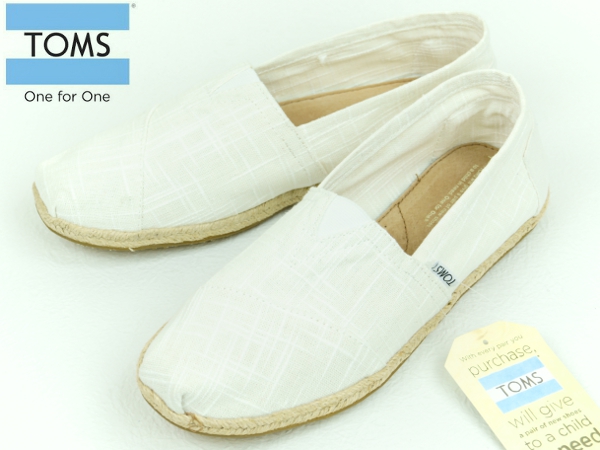 新品 TOMS トムスシューズ スリッポン リネン ジュート 白 US10