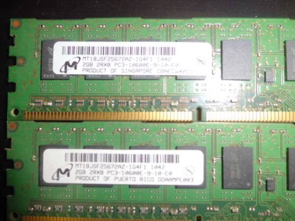 Kit RAM DDR3 Micron 2x4GB PC3-10600E - Réf. MT18JSF51272AZ-1G4A1, Occasion Fonctionnel