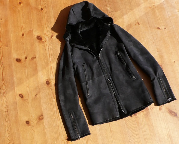 DROMe ドローム お洒落な迷彩カモ柄 ムートンレザージャケット