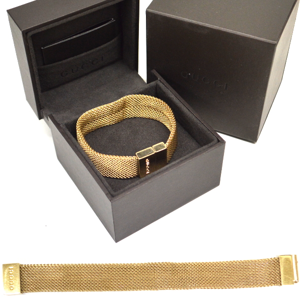 GUCCI グッチ メッシュ ブレスレット ゴールド バングル 良品