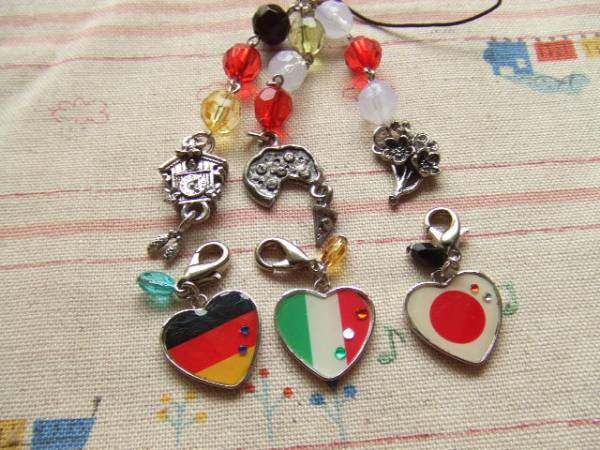 国旗チャームストラップ　ドイツ イタリア 日本 枢軸 ヘタリア_2