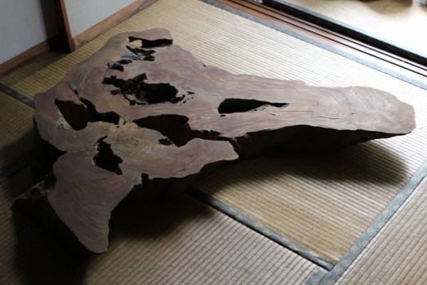 即決□114cmケヤキの変木1枚板□欅座卓衝立珍木根瘤花台盆栽銘木(木工