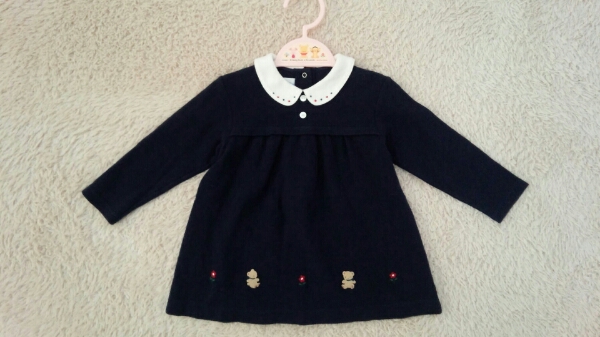 美品*ファミリア ワンピース*90 (80)*濃紺*フォーマル 入園