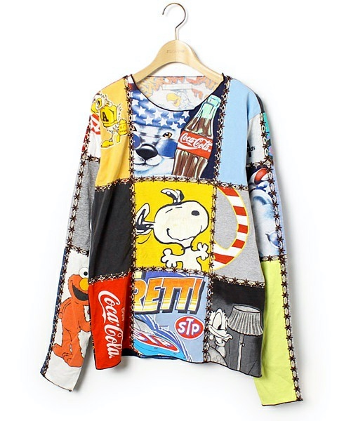 美品☆ナンバーナイン02AWパッチワークカットソー3 スヌーピー柄