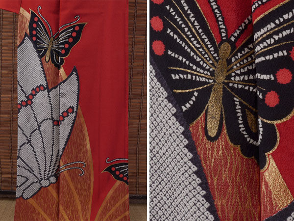 【よそおい】7789振袖　京友禅金彩　絞り風○即決送料無料