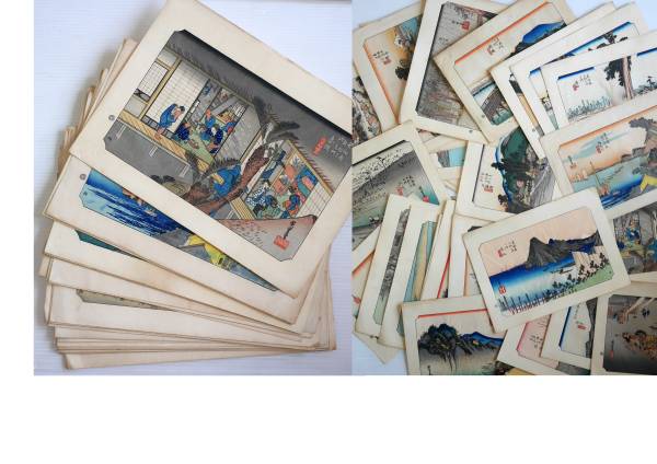 ★歌川広重筆【東海道五十三次】●浮世絵木版画まとめて32枚
