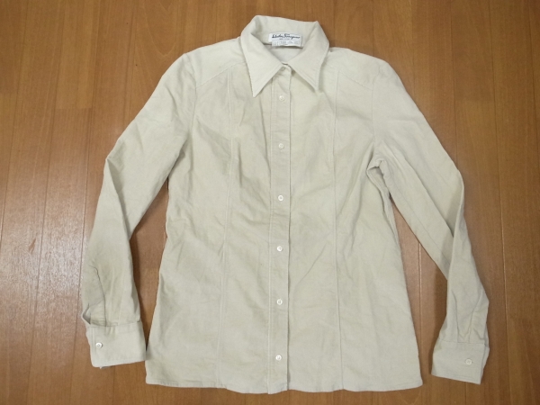 美品 フェラガモ レディース コーデュロイシャツ 40 　/SH8 K152