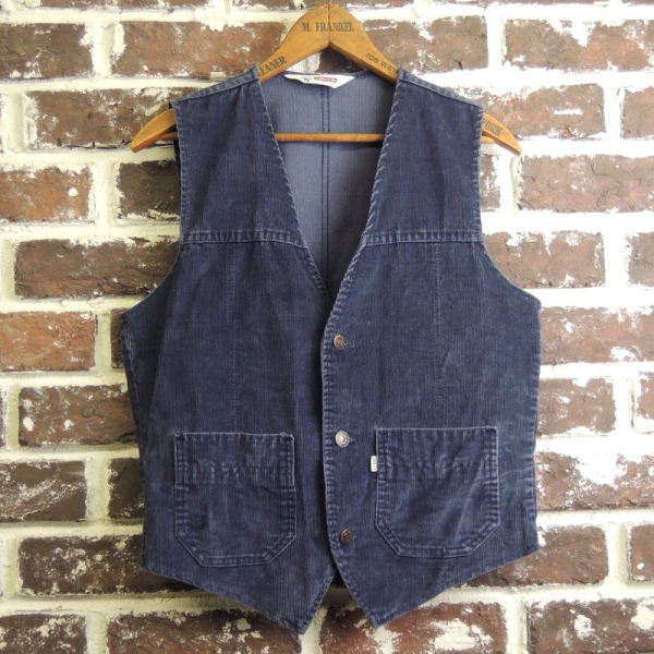 70S ビンテージ リーバイス サドルマン コーデュロイ ベスト 紺