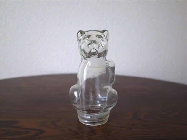 戦前ネコ猫招き猫ガラス瓶ボトル金平糖 駄菓子 骨董 時代物