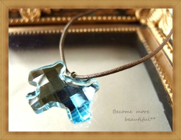 ★スワロフスキー★輝く犬のブルークリスタルネックレス★193